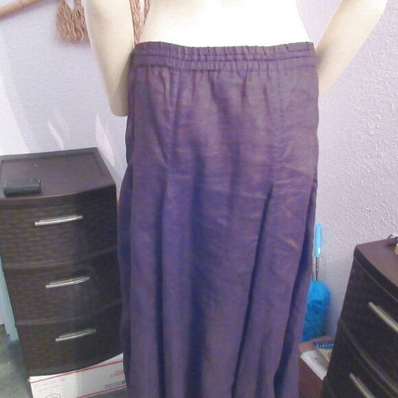 Vtg Ann Taylor Linen Maxi Skirt Size M Pleated Full Pull On Flare Whimsigoth Y2K - Picture 9 of 12
